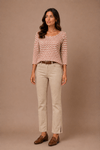 BLUSA JACQUARD DECOTE CANOA TERRACOTA